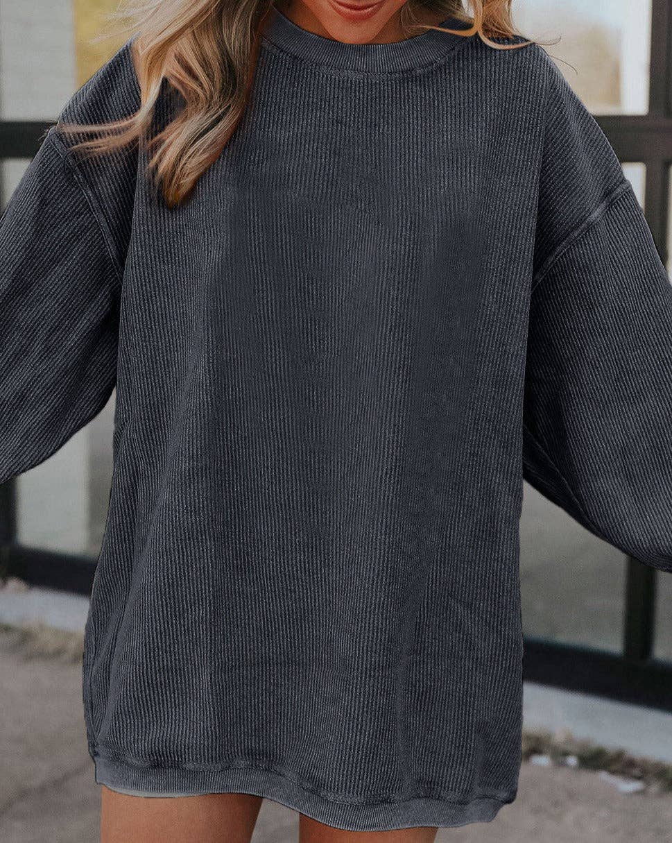 Ribbed Corded Oversized Sweatshirt
