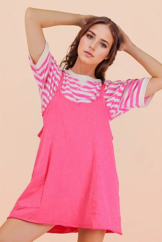 Mineral Washed Knit Mini Dress with Shorts Inside