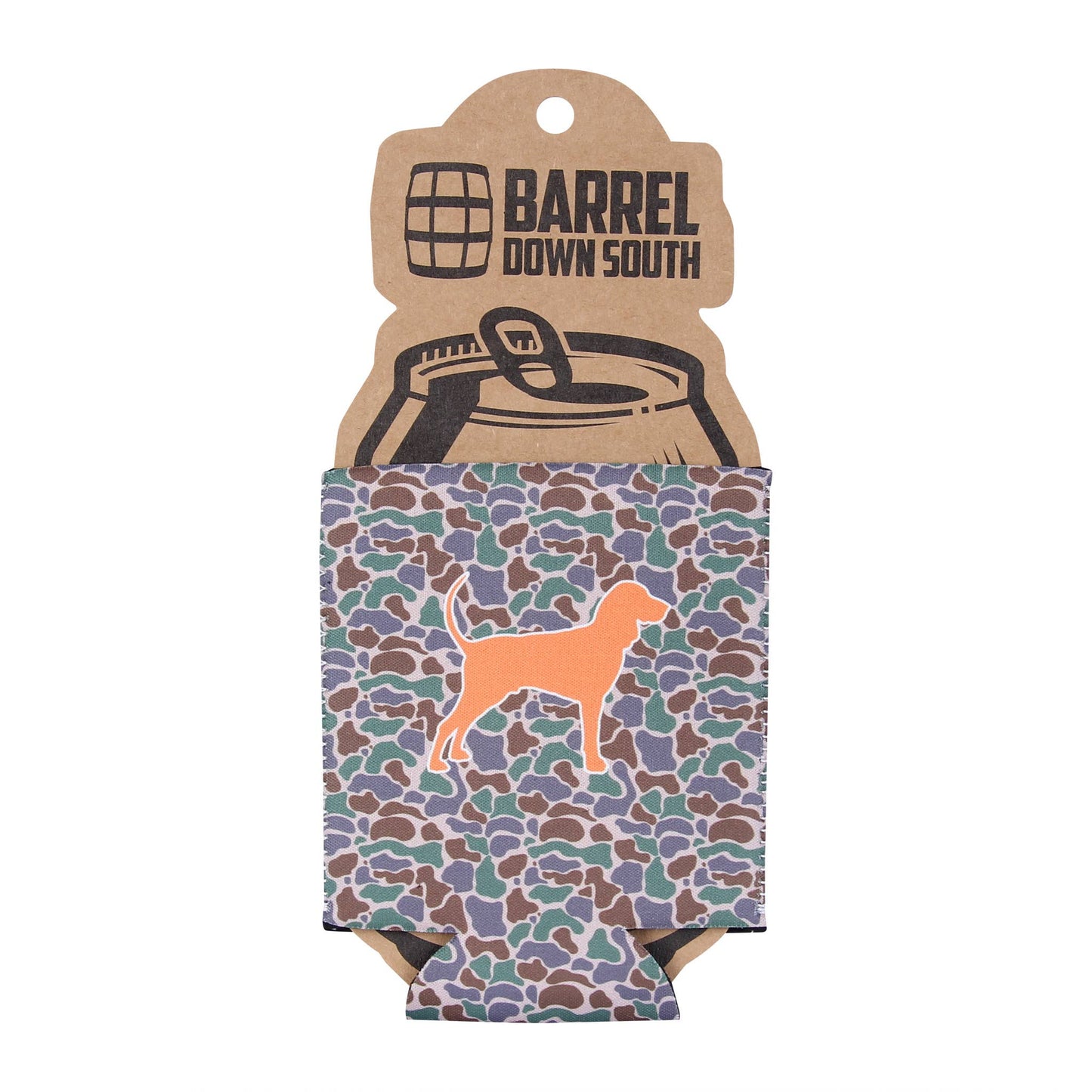 Camo Bluetick Coonhound Can Cooler