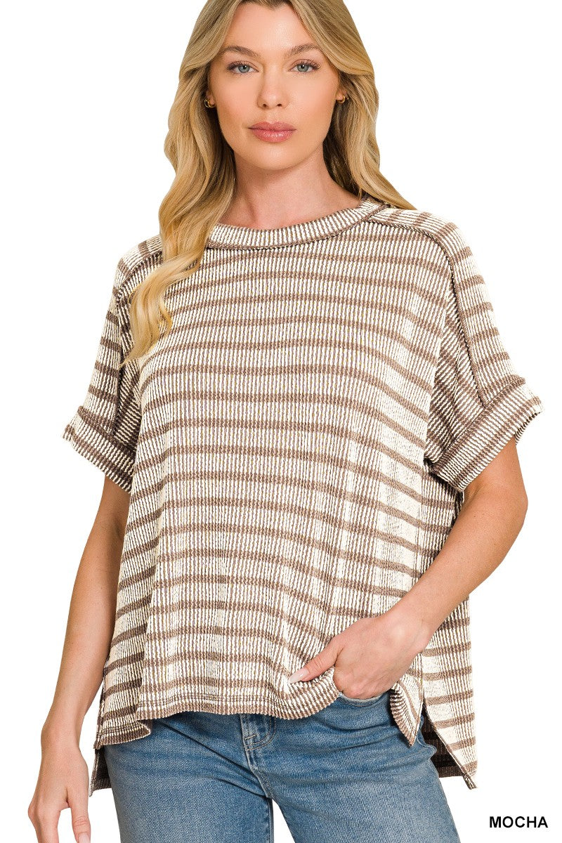 Raised Rib Exposed Seam Top
