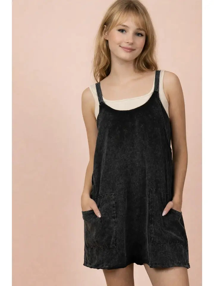 Mineral Washed Knit Mini Dress with Shorts Inside