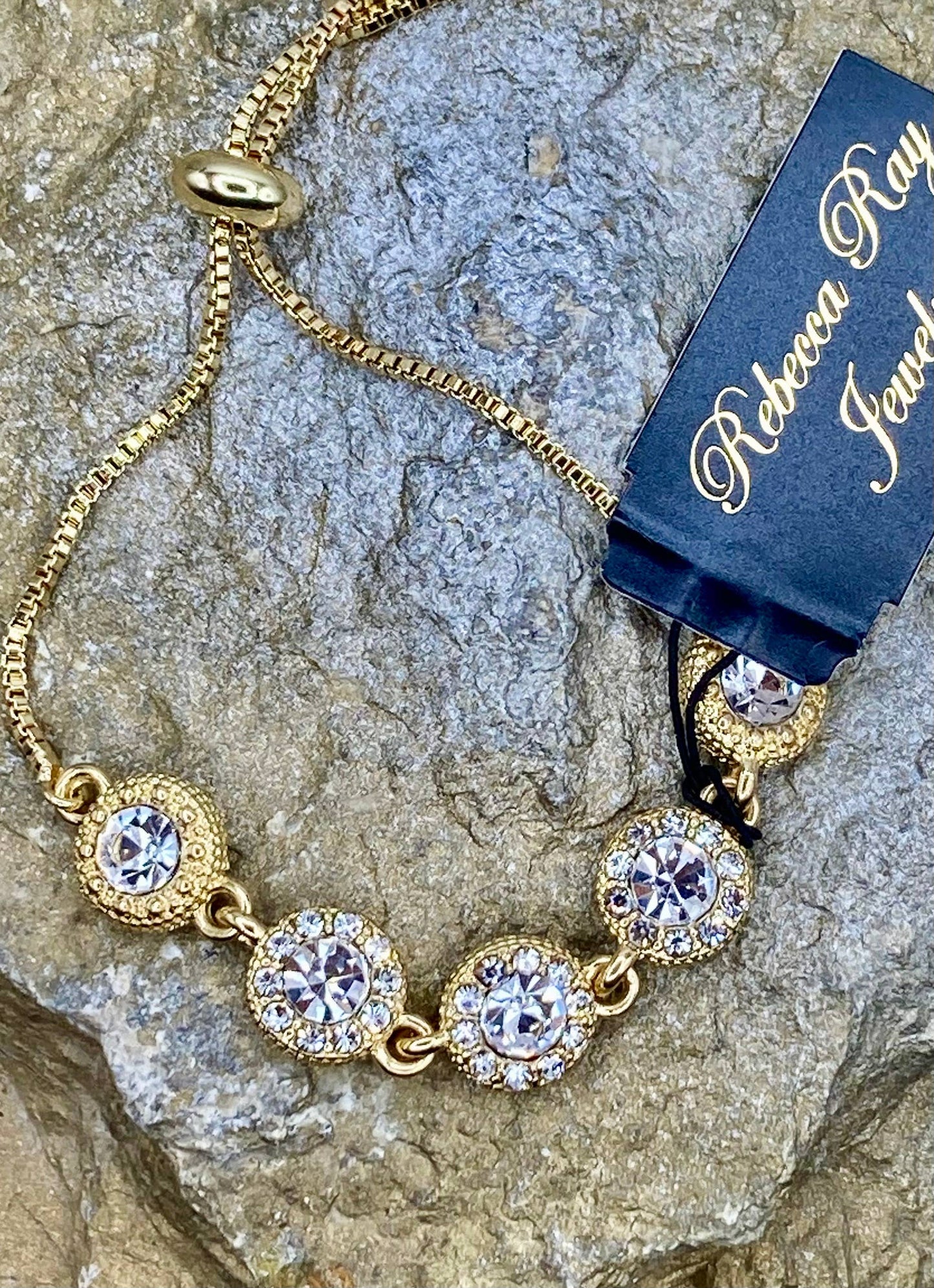 Boho Crystal Charm Slide Bracelet