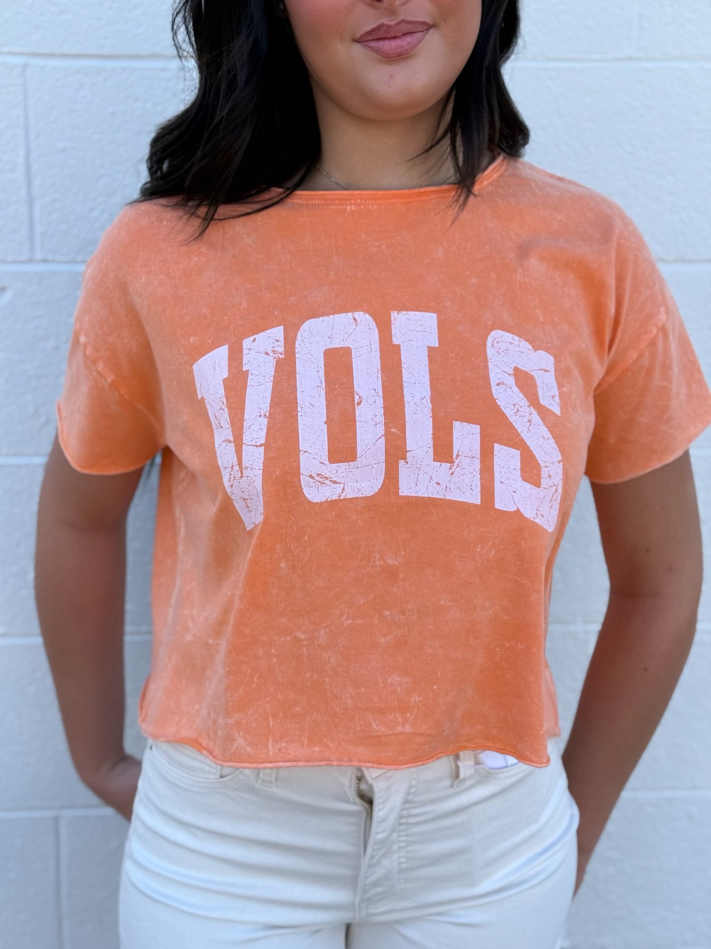 Acid Washed Distressed VOLS Crop
