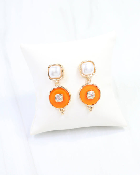 Lismore Pearl Circle Drop Earring Orange