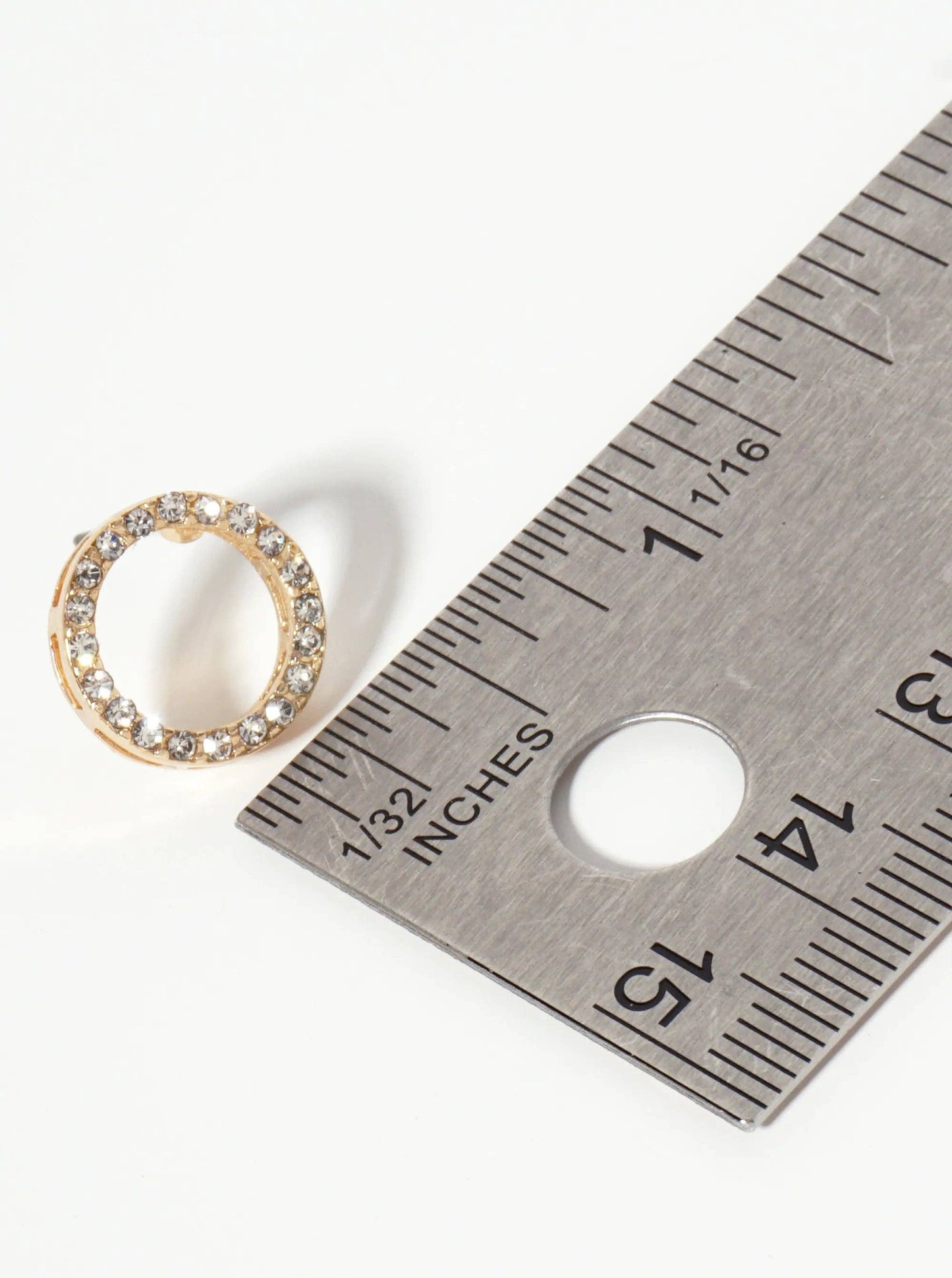 Minimalist Crystal-Pave Cutout Circle Stud Earrings 13mm