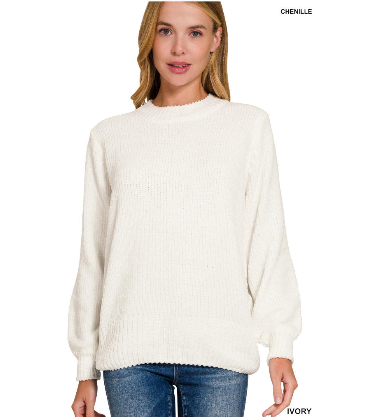 ROUND NECK CHENILLE SWEATER