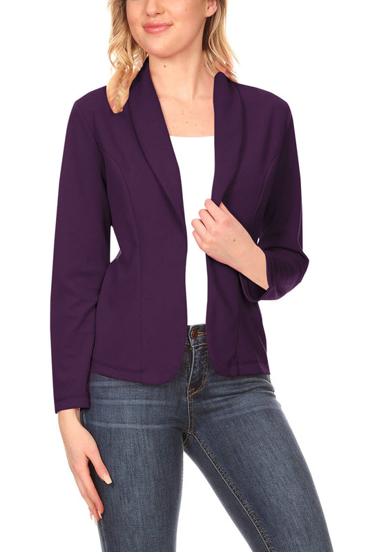 Women's Casual Solid Fitted Long Sleeve Blazer Jacket