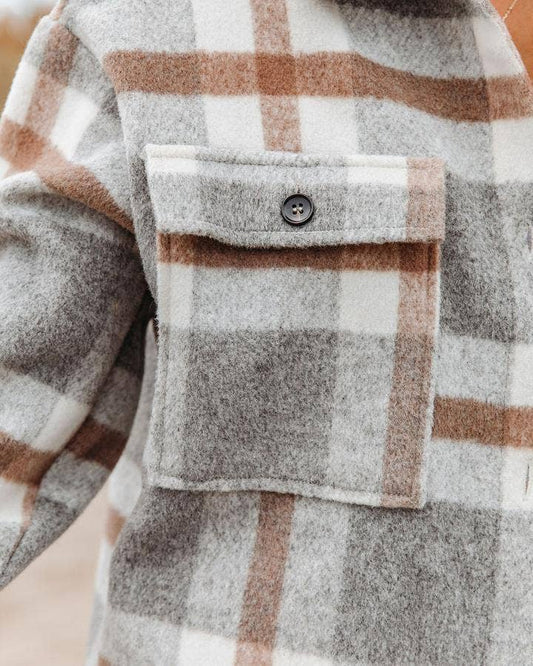 Plaid Button Down Flannel Shirt Jacket