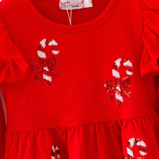 Candy Cane Sequin Girls Dress