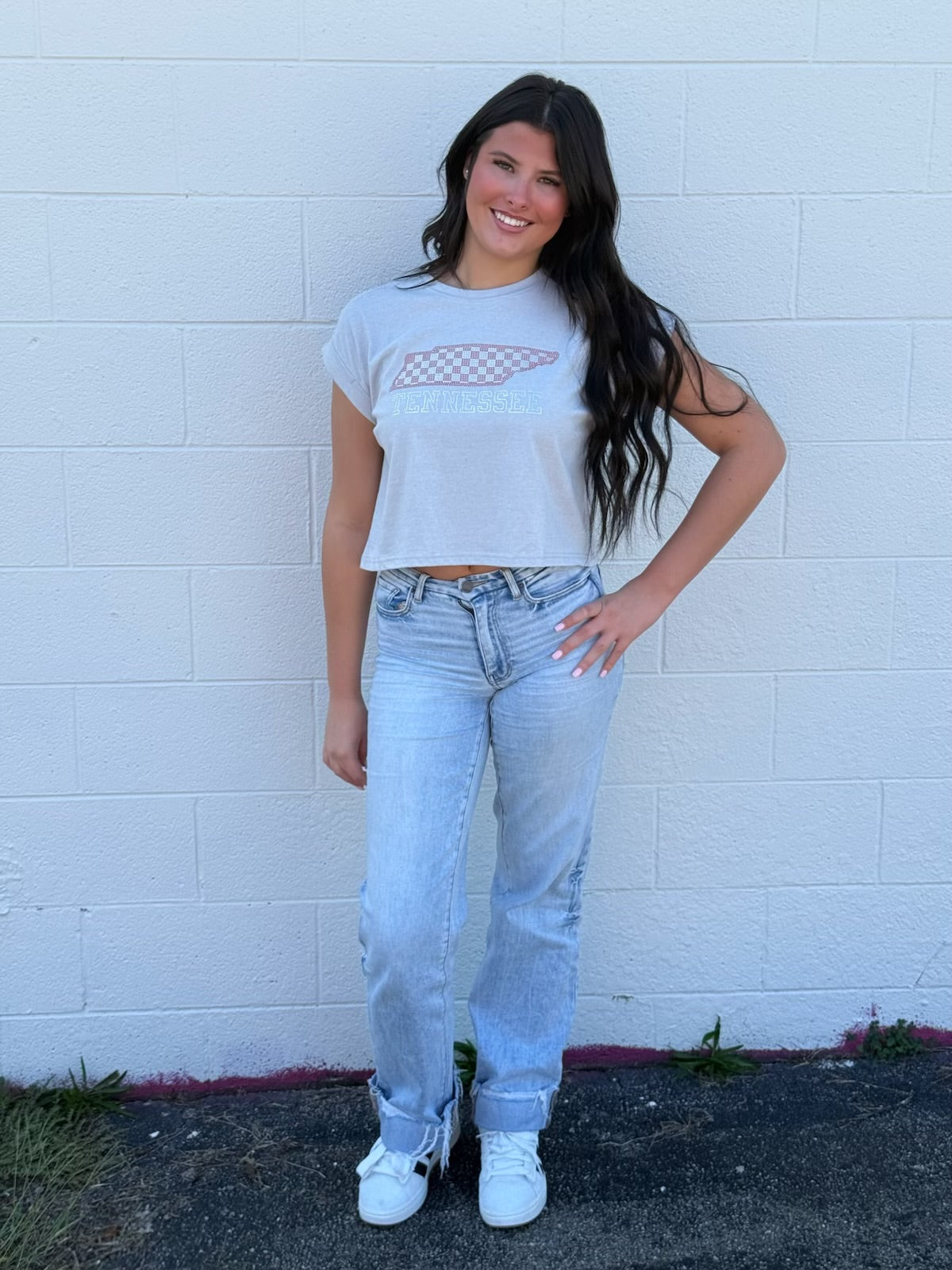 Gray Cropped Rhinestone Tenneessee