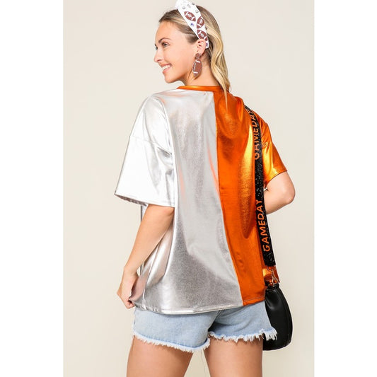 Game Day Metallic Oversized Tennessee Top