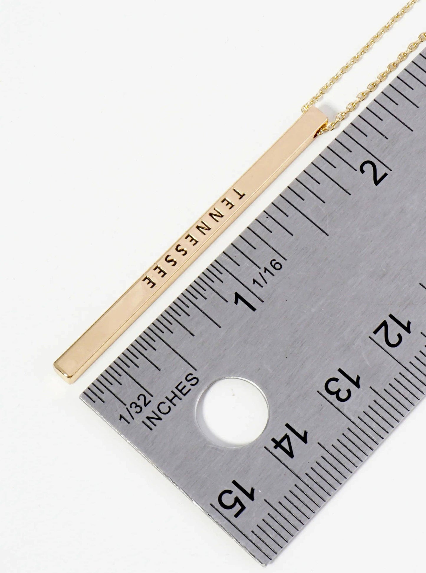 State Of Tennessee Engraved Vertical Bar Pendant Necklace