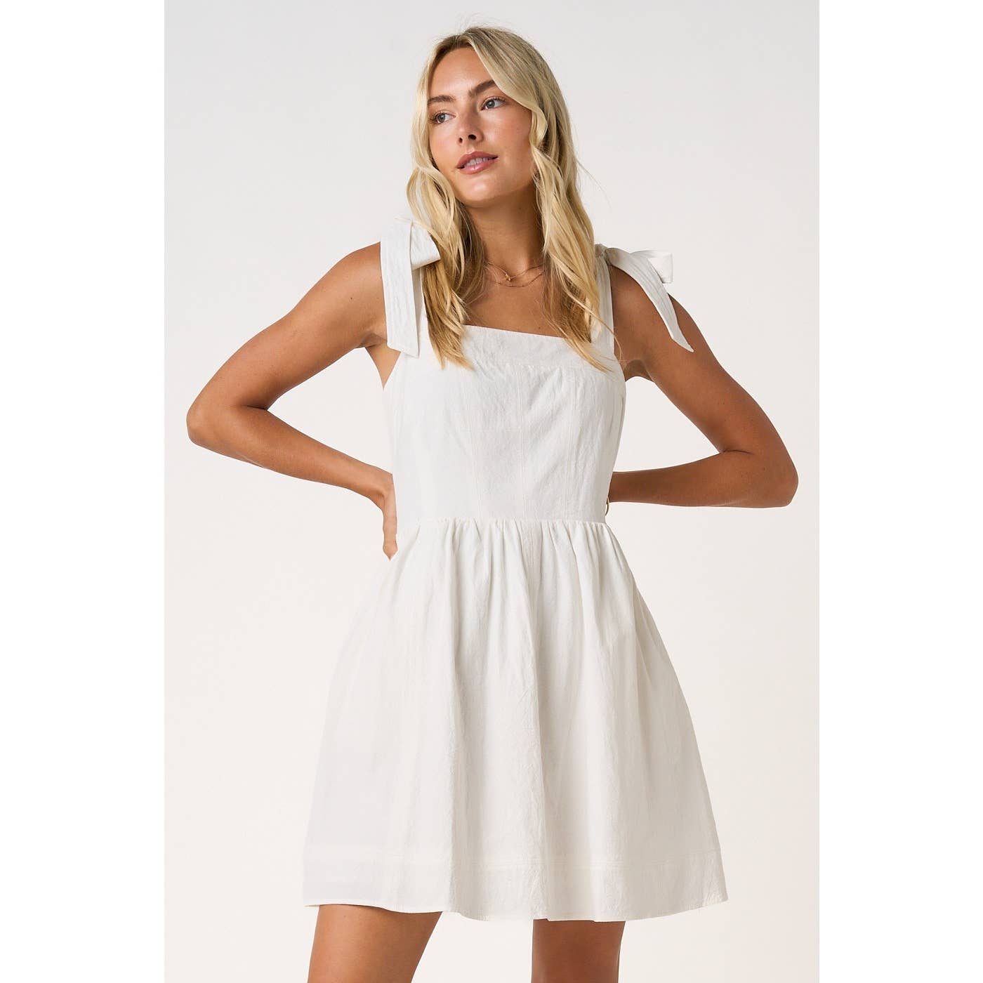 GAME DAY CONTRAST STITCH TIE SHOULDER MINI DRESS