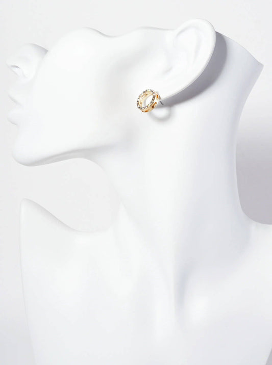 Minimalist Crystal-Pave Cutout Circle Stud Earrings 13mm