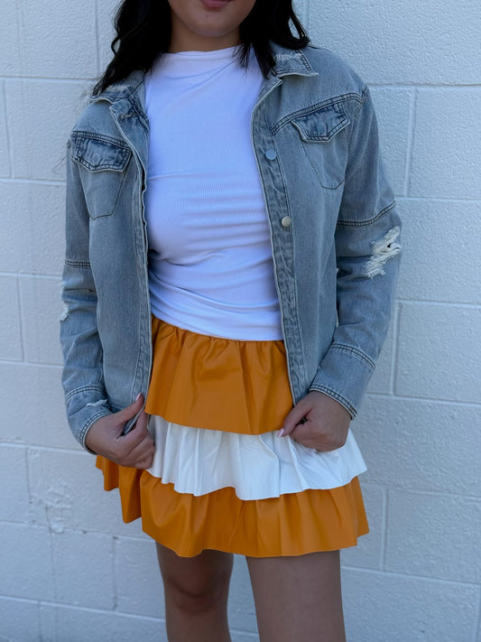 Distressed Light Denim Jacket