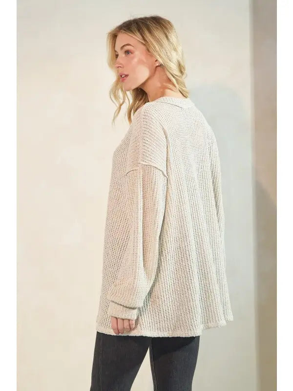 LONG SLEEVE WAFFLE TOP
