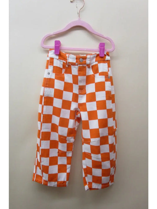 Kids Checkered Denim Pants
