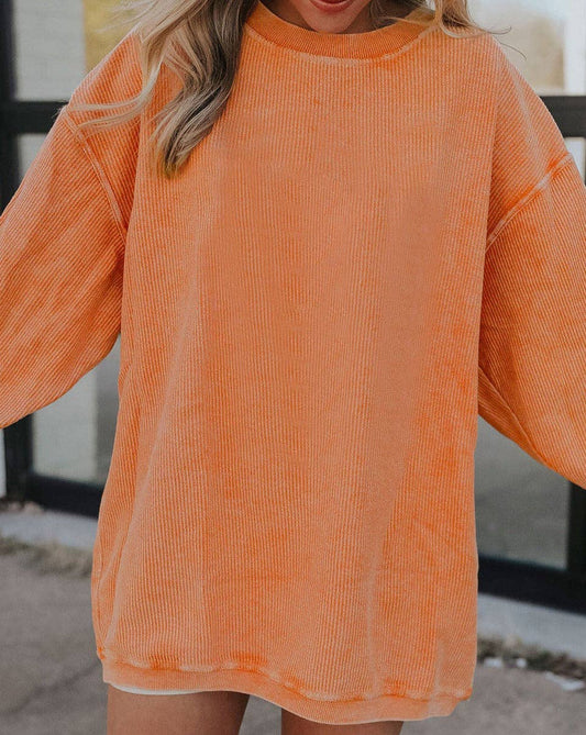 Ribbed Corded Oversized Sweatshirt