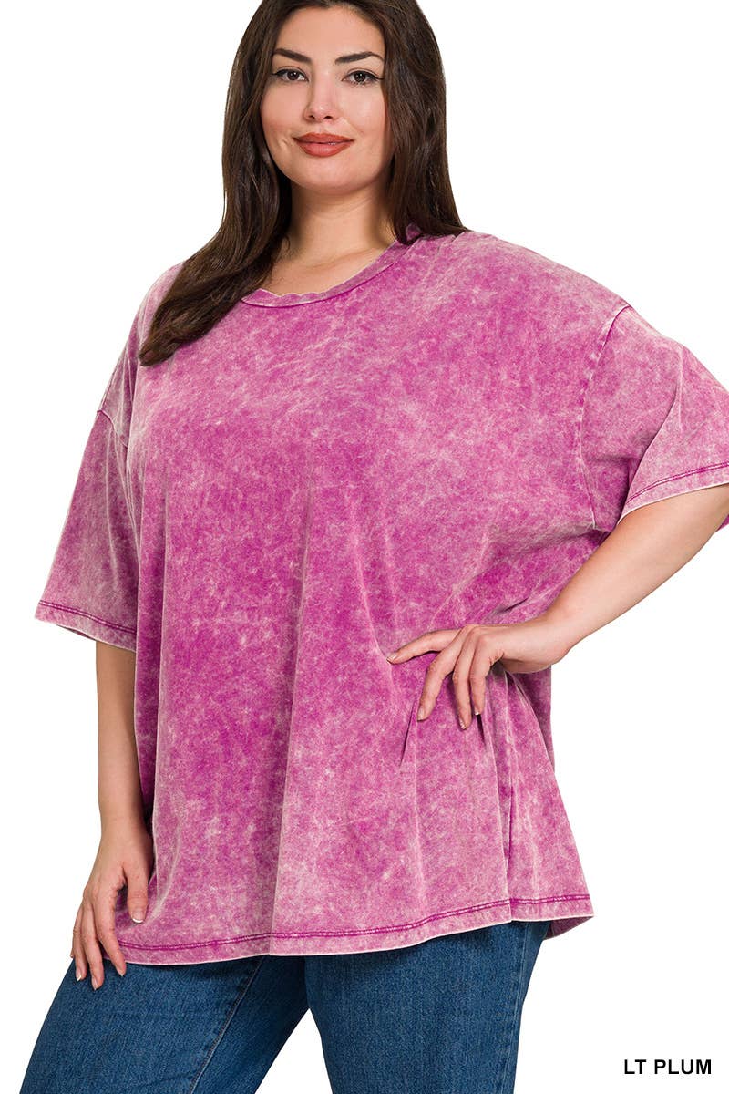 Plus size Washed Cotton Oversized Boyfriend Tee