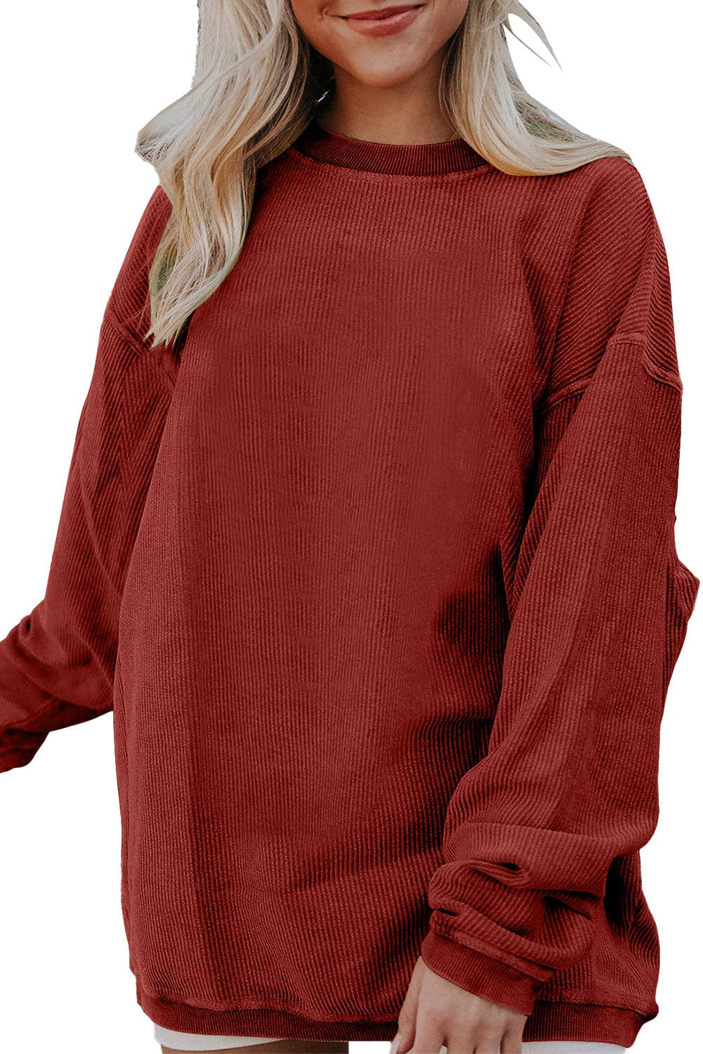 Ribbed Corded Oversized Sweatshirt