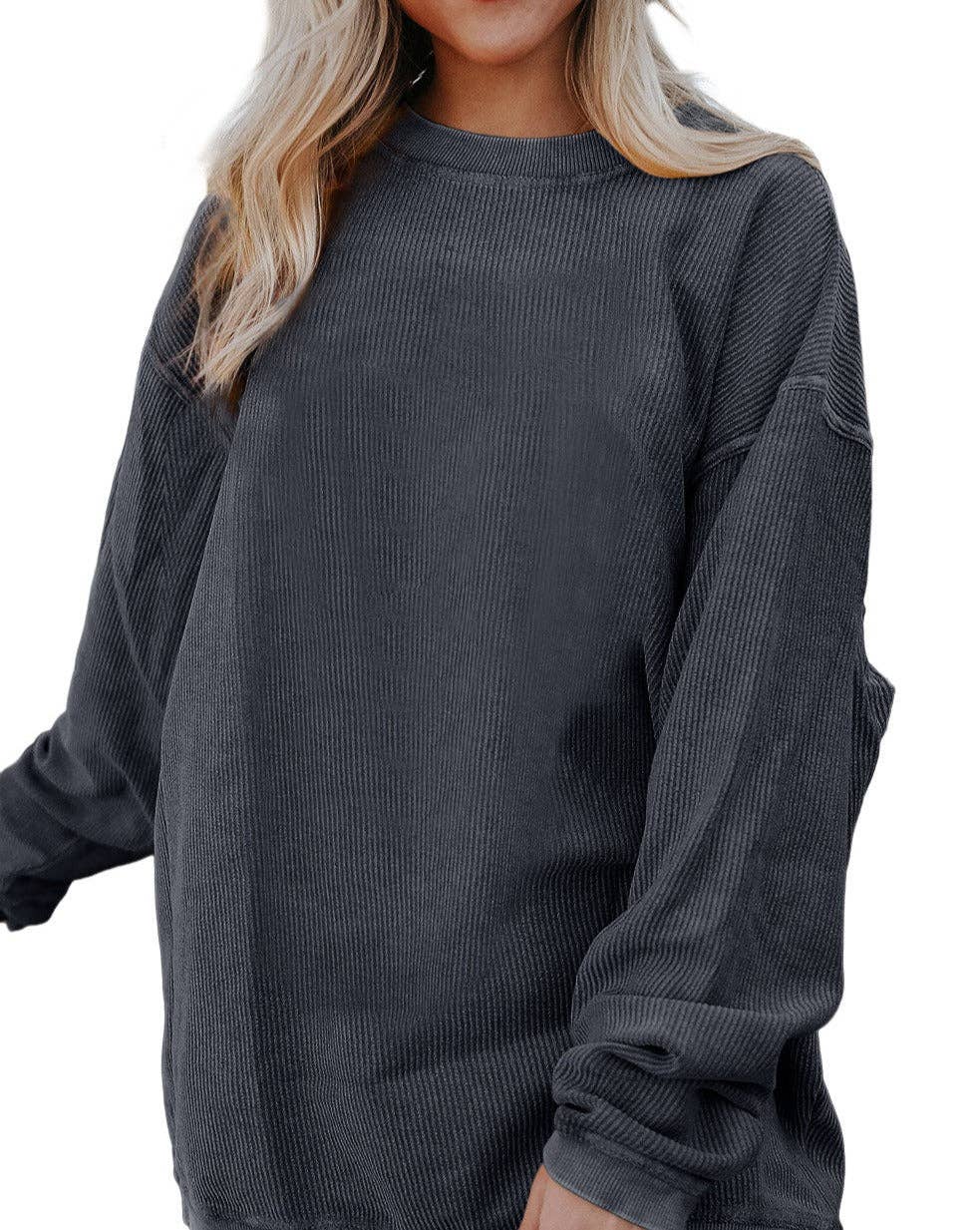 Ribbed Corded Oversized Sweatshirt