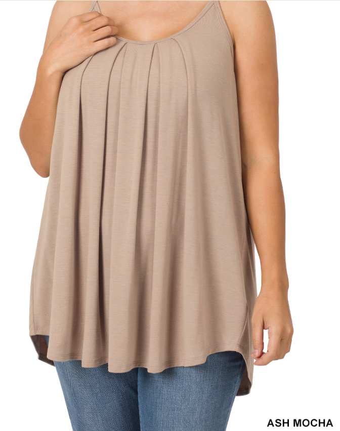 Pleated Cami with Adjustable Straps