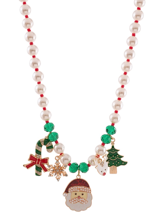 Christmas Theme Charm Pearl Necklace