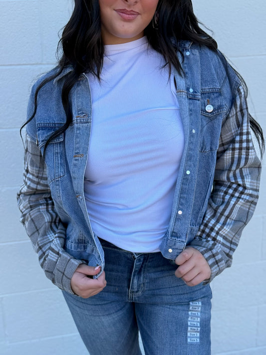 Plaid Blue Jean Jacket