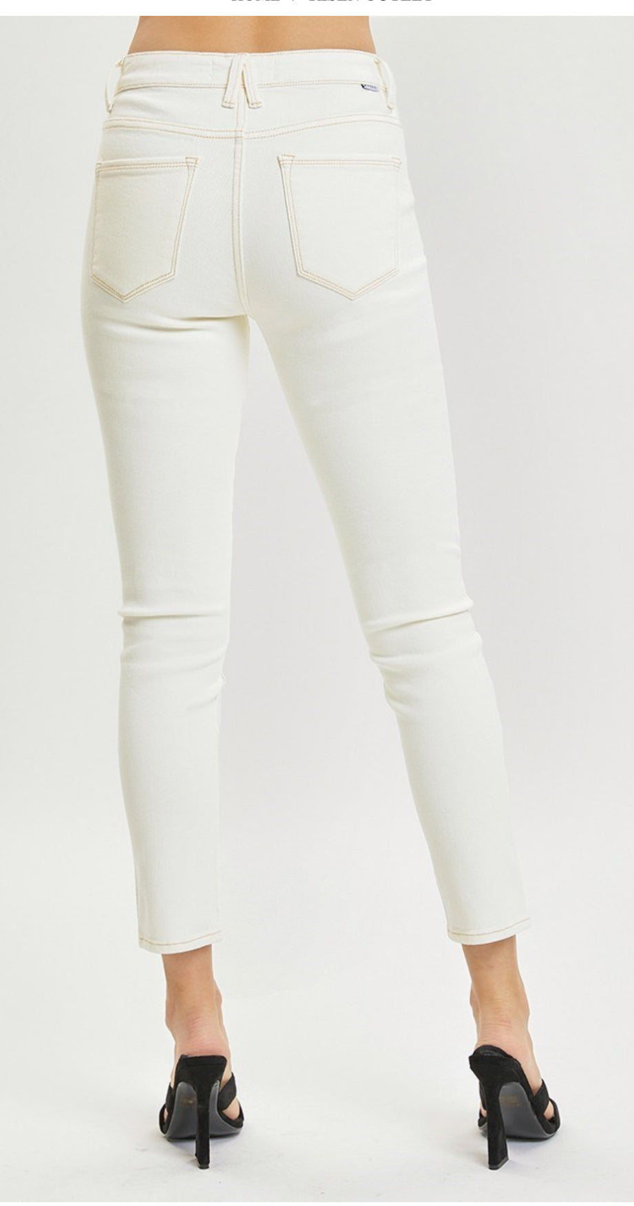 RISEN High Rise Crop Skinny Pants - Cream