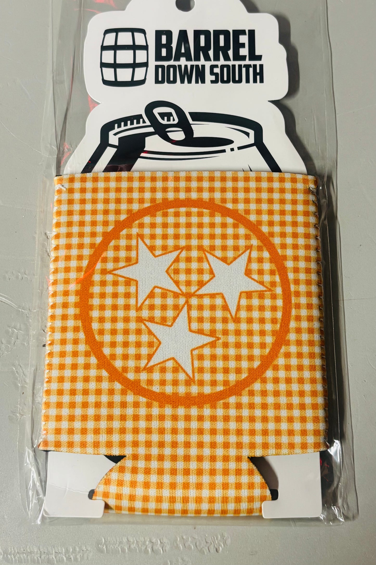 Gingham Tri Star can cooler