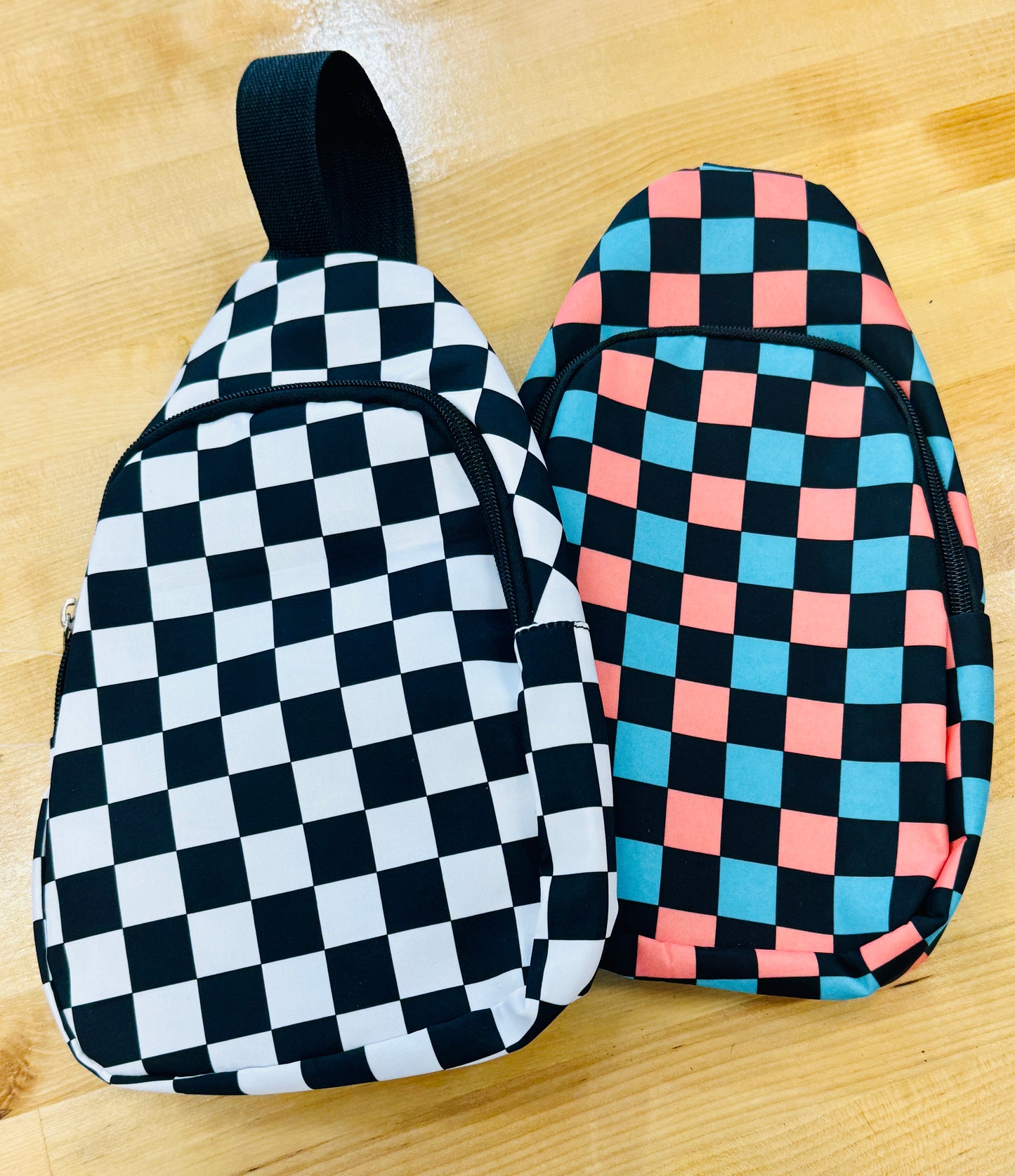 Nylon Checker Crossbody