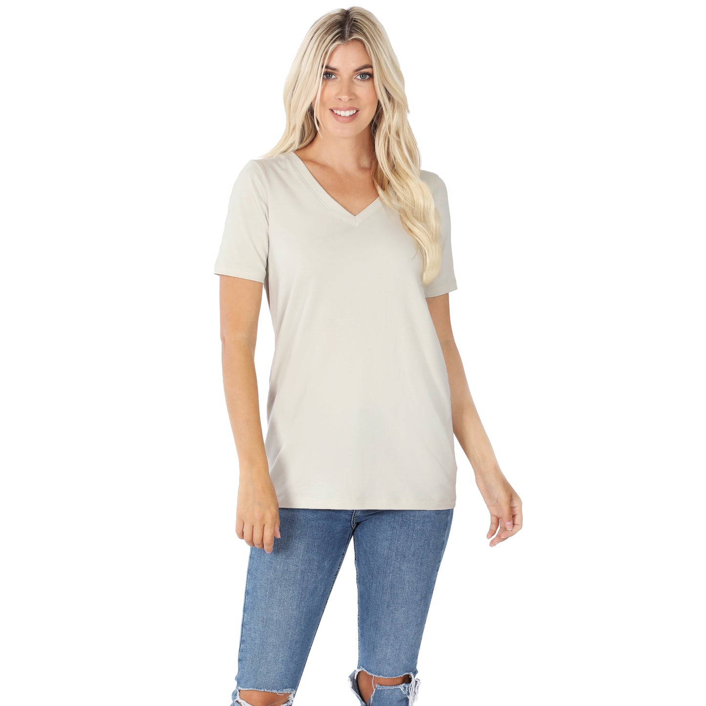 Cotton V-Neck Short Sleeve