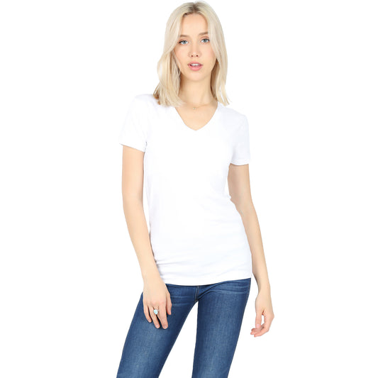 Cotton V-Neck Short Sleeve Tee