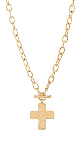 Hammered Cross Necklace