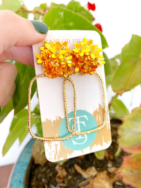Iridescent Flower Hoops - Orange
