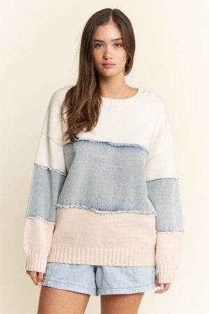 Denim Stripe Sweatshirt