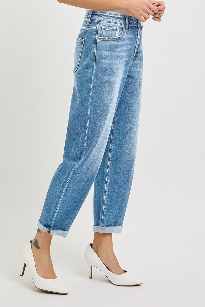 RISEN HIGH RISE CROP MILD BARREL JEANS