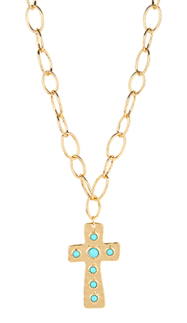 Pave Stone Cross Necklace