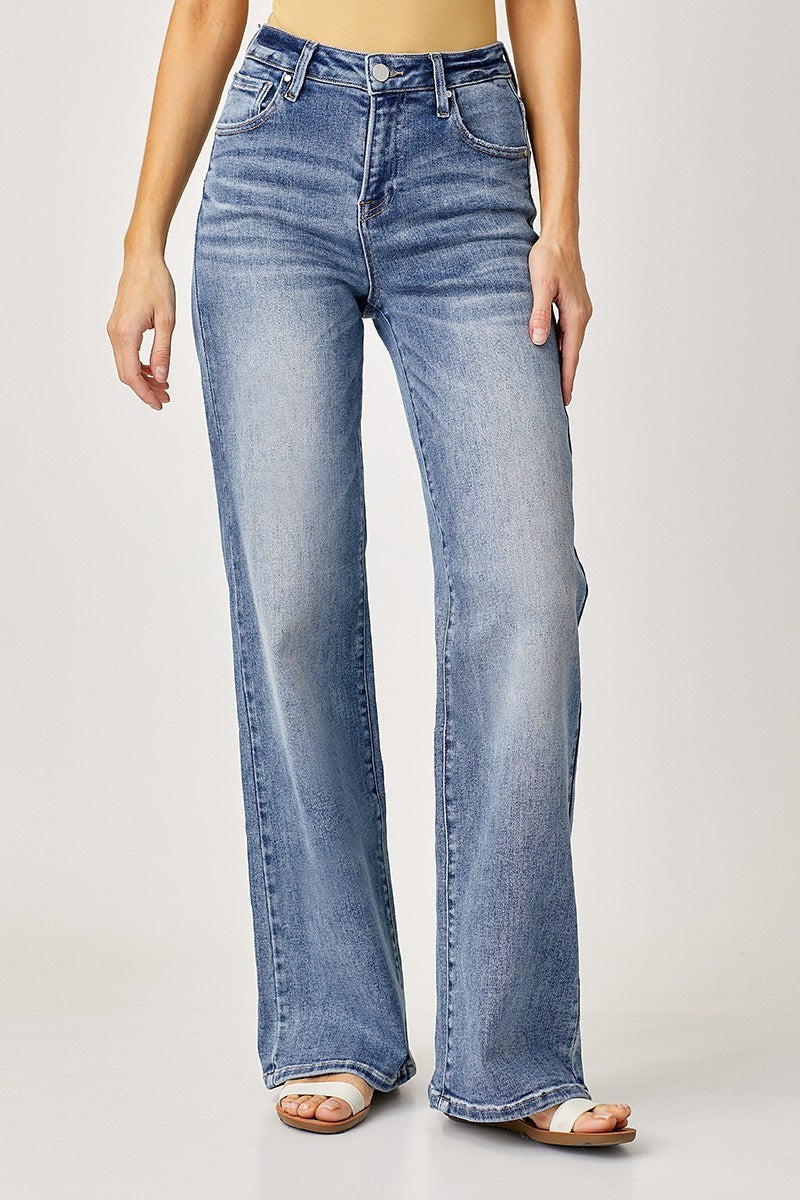 RISEN Mid Rise Wide Leg Jeans