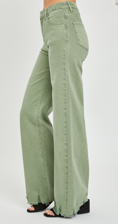 RISEN OLIVE HIGH RISE WIDE PANTS
