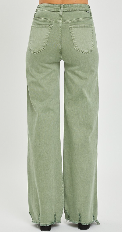 RISEN OLIVE HIGH RISE WIDE PANTS