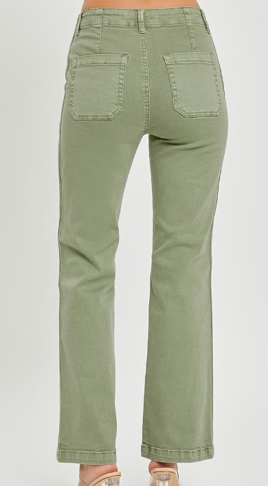 RISEN OLIVE HIGH RISE STRAIGHT