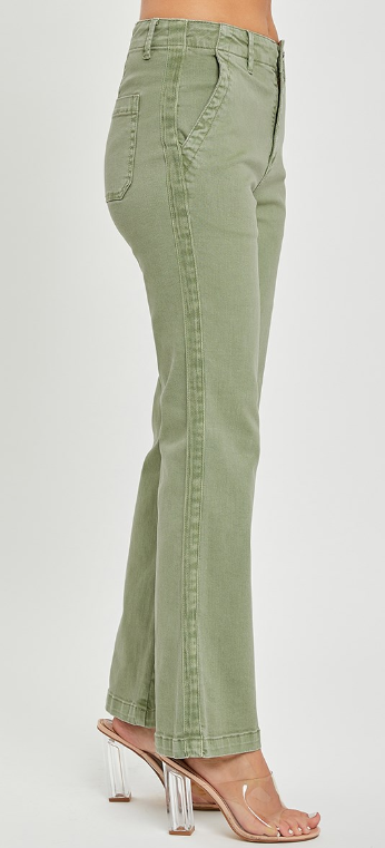 RISEN OLIVE HIGH RISE STRAIGHT