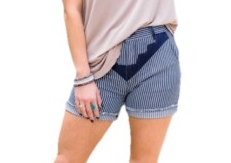 Crazy Train Striped Denim Shorts