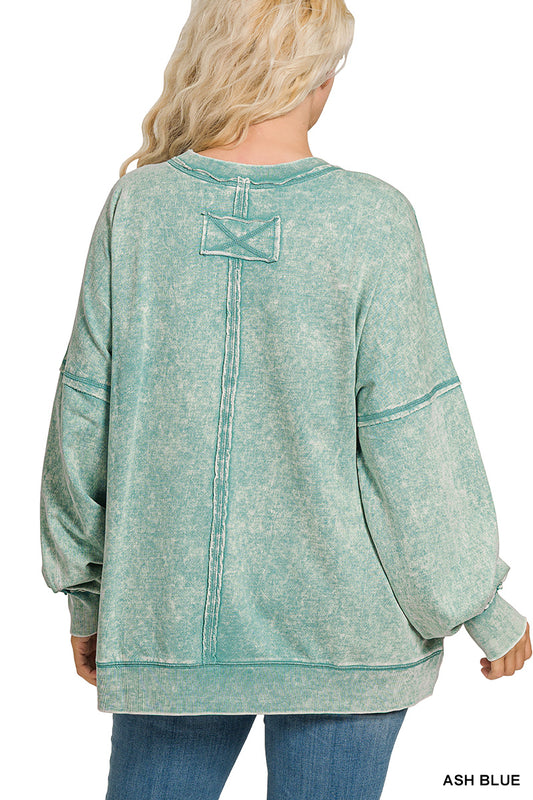 Terry acid wash pullover