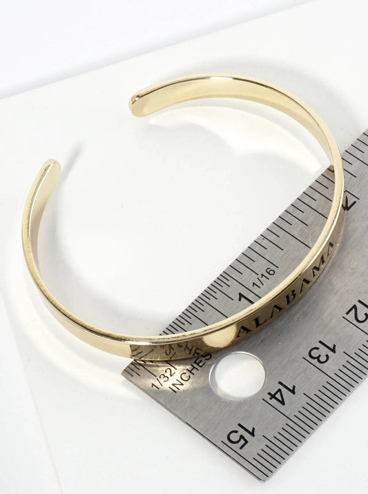 States Engraved 18K Gold Dipped Open Cuff Bangle Bracelet