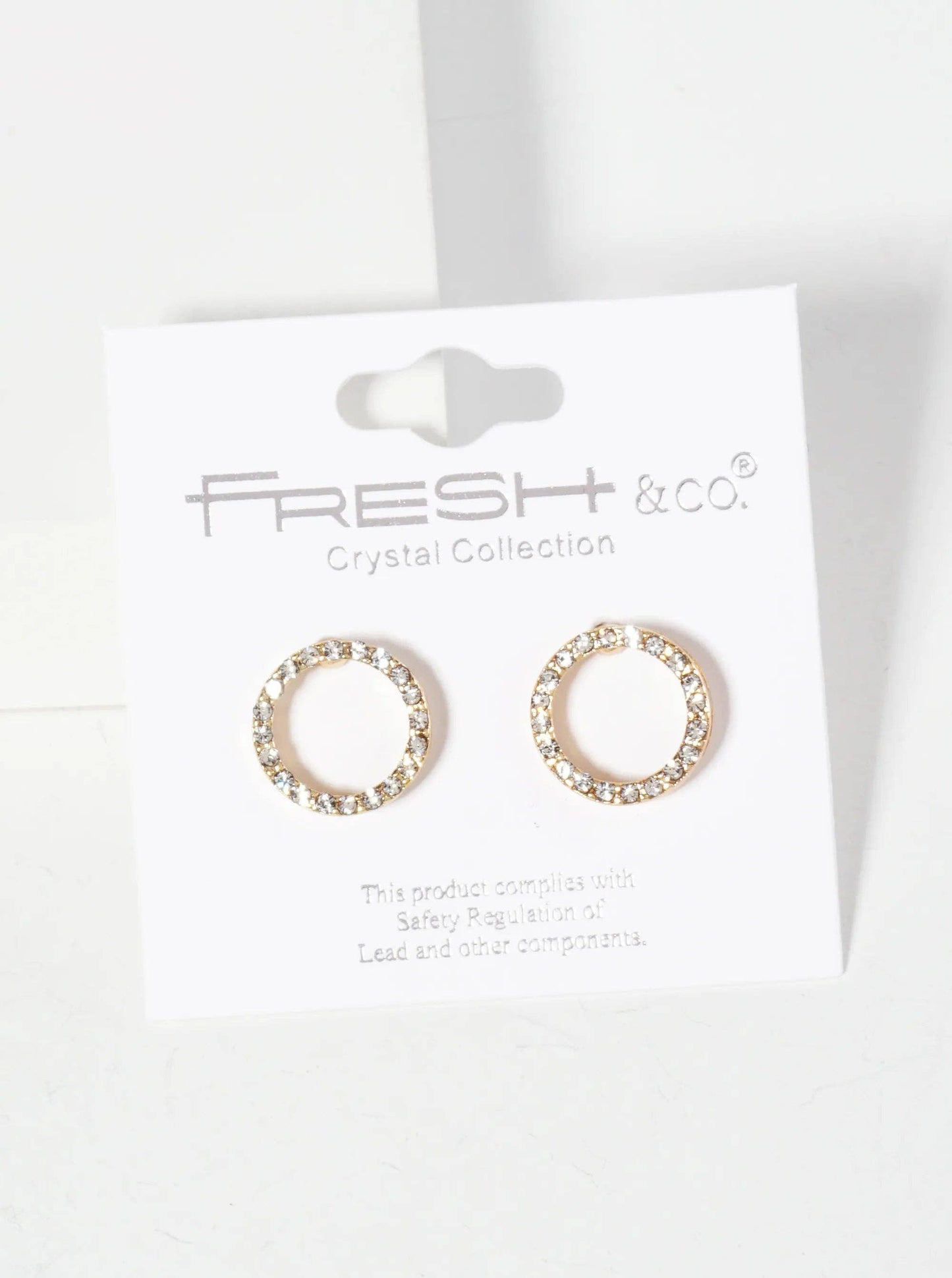 Minimalist Crystal-Pave Cutout Circle Stud Earrings 13mm