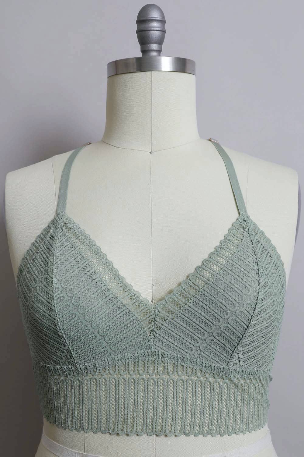 Plus Size Ribbed Lace Boho Racerback Bralette