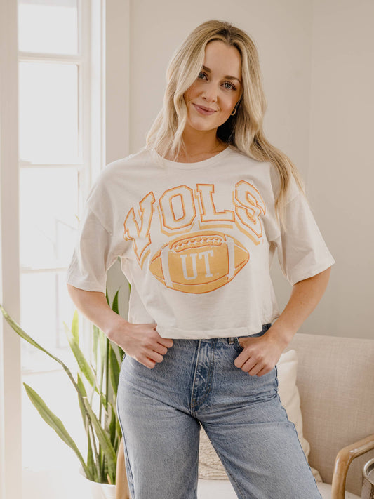 Tennessee Vols Wonka Football Off White Cropped Tee