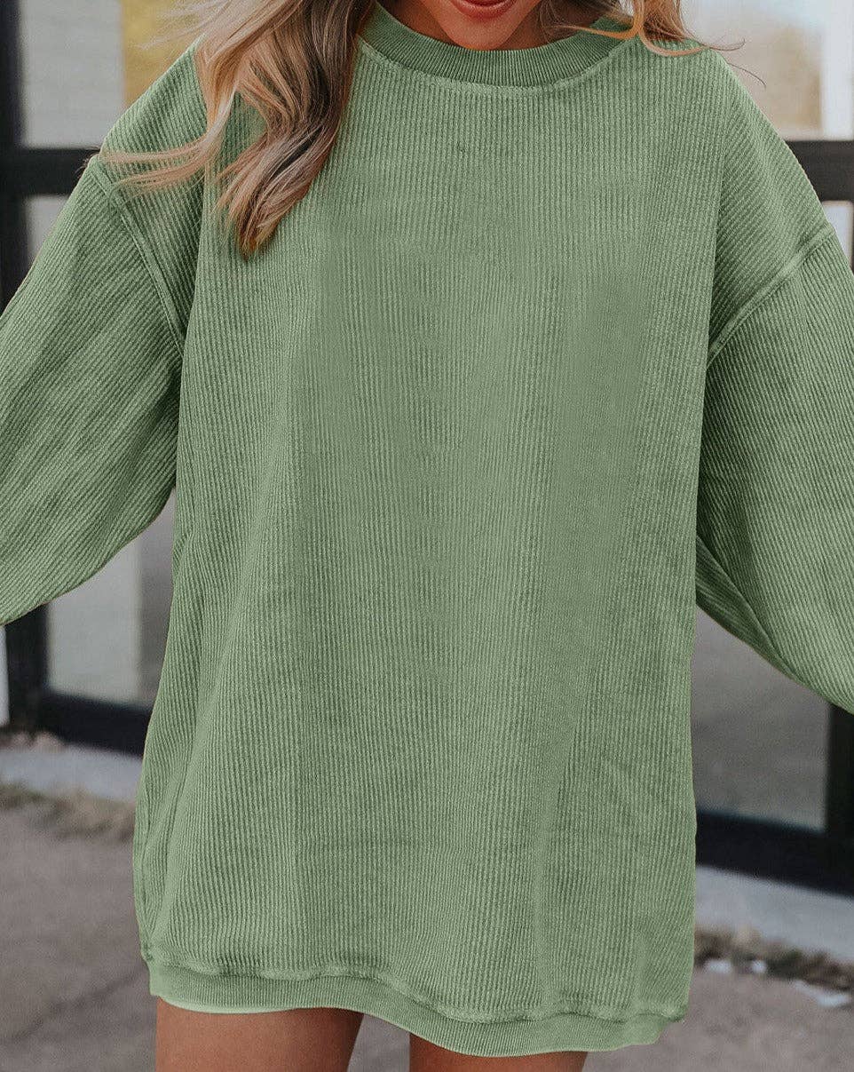 Ribbed Corded Oversized Sweatshirt